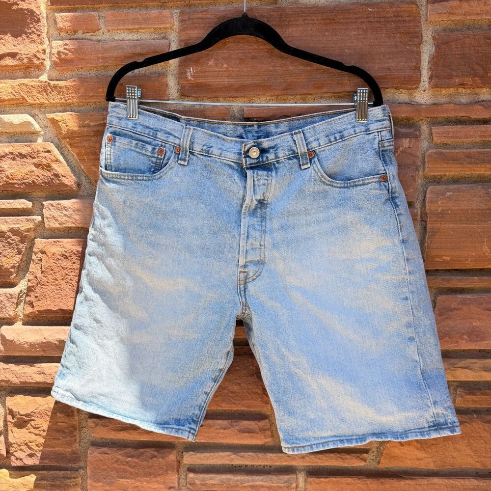 Levi’s 501 Denim Shorts Mens 36 Button Fly Blue Jean Shorts Made in Egypt